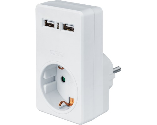 Адаптер 61 699 NAD-USB02-1E-C-WH с заземл. 1 гн. USB2.1A Navigator 61699