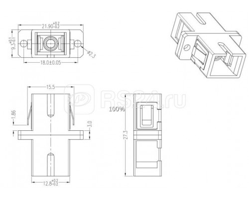 Адаптер FA-P11Z-SC/SC-N/BK-BL проходной оптич. SC/UPC-SC/UPC SM simplex корпус пласт. син.; колпачки черн. Hyperline 243946