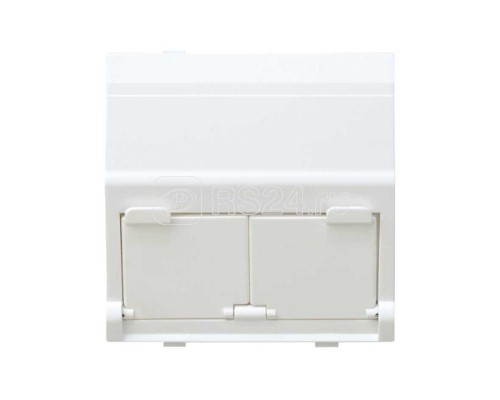 Адаптер на 2 RJ45(12) коннектора наклонный широкий Simon27 бел. 27086-35