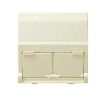 Адаптер на 2 RJ45(12) коннектора наклонный широкий Simon27 сл. кость 27086-32