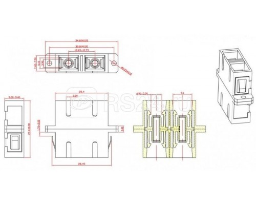 Адаптер проходной оптический FA-P11Z-DSC/DSC-N/BK-BG SC/PC-SC/PC MM duplex корпус пласт. беж.; черн. колпачки Hyperline 242823