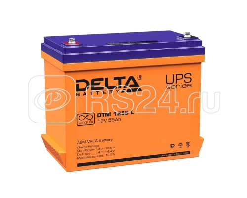Аккумулятор 12В 55А.ч. Delta DTM 1255 L