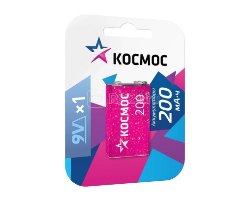 Аккумулятор 6F22 200мА.ч 1BL (блист.1шт) Космос KOCNI-MH6F22(200mAh)