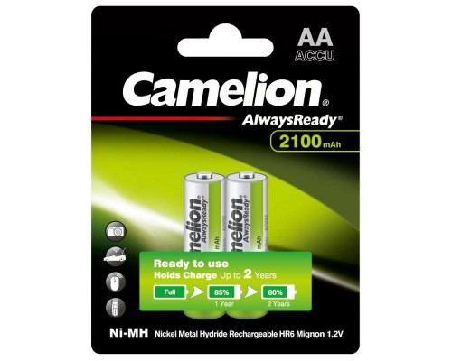 Аккумулятор AA-2100мА.ч Ni-Mh Always Ready BL-2 (NH-AA2100ARBP2 1.2В) (уп.2шт.) Camelion 7966