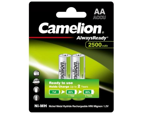 Аккумулятор AA-2500мА.ч Ni-Mh Always Ready BL-2 (NH-AA2500ARBP2 1.2В) (уп.2шт.) Camelion 11006