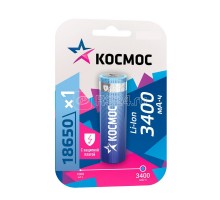 Аккумулятор Li-ion 18650 3400мА.ч с защитой (блист.1шт) Космос KOC18650Li-ion34PBL1