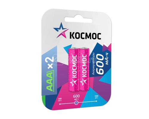 Аккумулятор R03 Ni-MH 600мА.ч (блист.2шт) Космос KOCR03NIMH(600MAH)