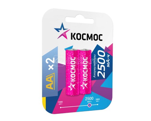 Аккумулятор R6 NI-MN 2500мА.ч BP-2 (блист.2шт) Космос KOCR6NIMH2500MAH2BL