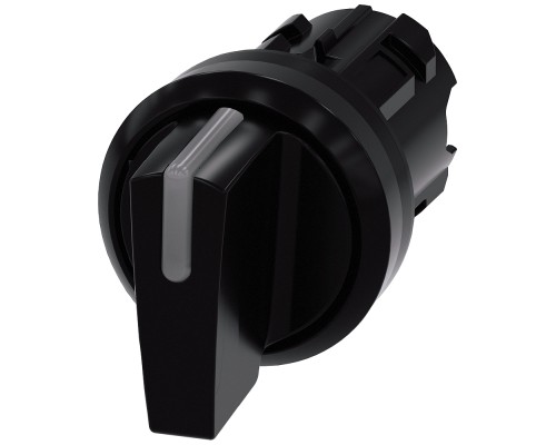 Актуатор поворотного выключателя с возмож. подсветки 22мм 3 коммутационных полож. I-O-II угол поворота рукоядки 2х45град. 10:30Ч/12Ч/13:30Ч кругл. пластик черн. Siemens 3SU10022BL100AA0