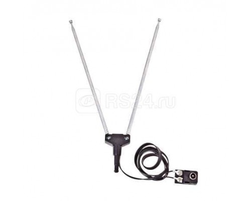 Антенна ТВ комнатная телескопическая 4 секции с адаптером Усы (модель RX-107-4) Rexant 34-0107-4