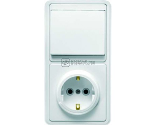 Блок БКВР-031 Бэлла (1-кл. выкл. + розетка с заземл.) бел. Кунцево 5819