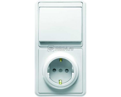 Блок БКВР-034 Бэлла (1-кл. выкл. + евророзетка с защ. шторками) бел. Кунцево 5823