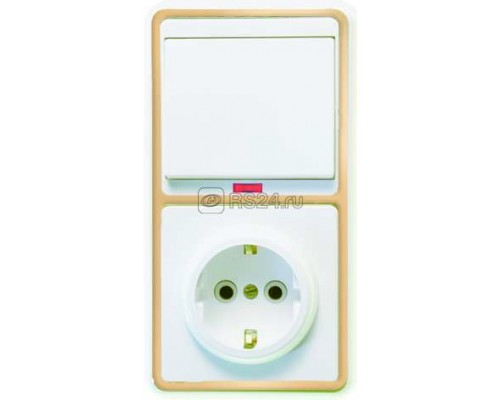 Блок БКВР-056 Бэлла (1-кл. выкл. с подсветкой + розетка с заземл.) зол. Кунцево 5822