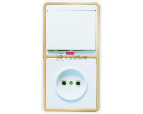 Блок БКВР-214 Бэлла (1-кл. выкл. с инд. + розетка) зол. Кунцево 5818