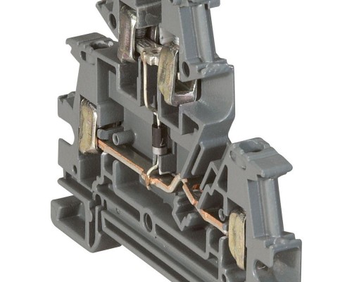 Блок клеммный Viking3 4кв.мм шаг 6мм 2 яруса с диодом Leg 037155