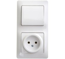 Блок комбинированный GLOSSA розетка + выкл. 1-кл. бел. SchE GSL000160