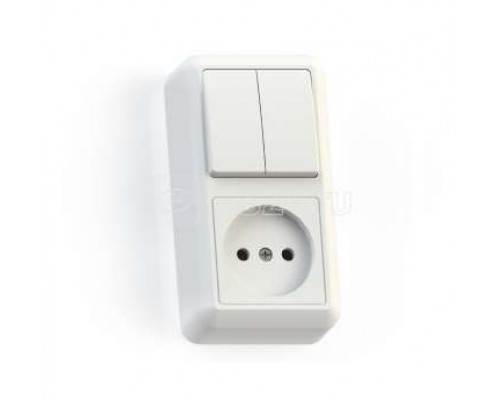 Блок комбинированный ОП БКВР-404 Оптима (2-кл. выкл. + розетка) бел. Кунцево 8062