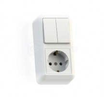 Блок комбинированный ОП БКВР-428 Оптима (2-кл. выкл. + розетка с заземл.) бел. Кунцево 8066