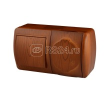 Блок Ната горизонт. сосна (выкл. + розетка с заземл. с крыш.) LEZARD 710-0800-170