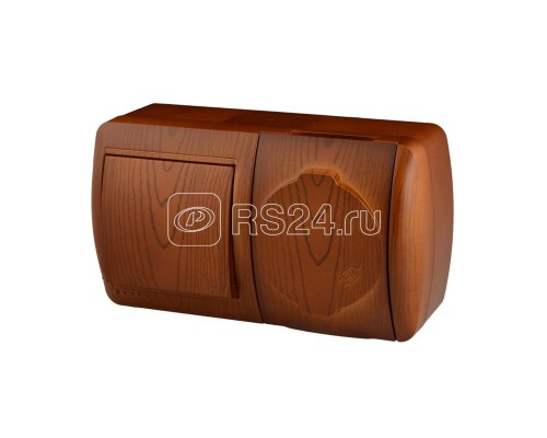 Блок Ната горизонт. сосна (выкл. + розетка с заземл. с крыш.) LEZARD 710-0800-170