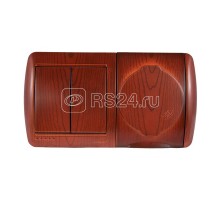 Блок Ната горизонт. вишня(2-кл. выкл. + розетка с заземл. с крыш.) LEZARD 710-0600-171