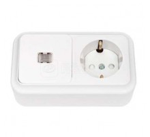 Блок ОП (1-кл. выкл. с подсв.+ роз.с заземл. шторки) бел. БЕЛТИЗ В-РЦ-587