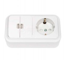 Блок ОП (2-кл. выкл. с подсв.+ роз.с заземл. шторки) бел. БЕЛТИЗ 2В-РЦ-589