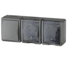 Блок ОП 2 розетки+выключатель 11-7403-0 16АХ(10AX)-250В IP54 Эксперт сер. ЭРА Б0027674