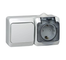 Блок ОП Этюд (1-кл. перекл. + евророз. защ. шторки) IP44 сер. SchE BPA16-246C