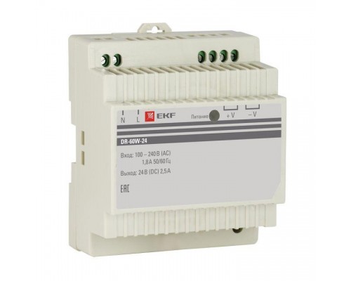 Блок питания 24В DR-60W-24 EKF dr-60w-24