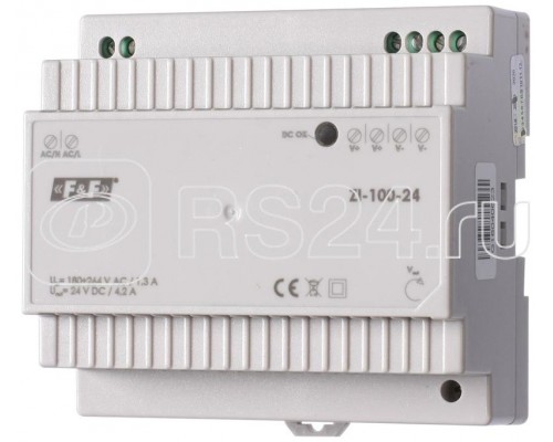 Блок питания ZI-100-24 (импульсный 100Вт/4.15A Uвых. 24В DC монтаж на DIN-рейке 180-260В AC IP20) F&F EA11.001.037