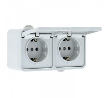 Блок розетка-розетка Прага 16А с заземл. с крышкой IP44 бел. PROxima EKF EKRR16-050-10-440