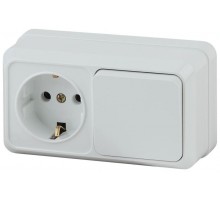 Блок розетка+выкл. ОП Quadro 2-701-01 гориз. 10(16)А-250В IP20 бел. Intro Б0036149