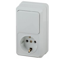 Блок розетка+выкл. ОП Quadro 2-705-01 верт. 10(16)А-250В IP20 бел. Intro Б0036165