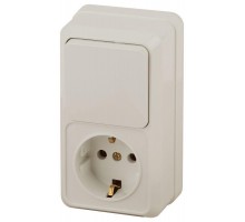 Блок розетка+выкл. ОП Quadro 2-705-02 верт. 10(16)А-250В IP20 сл. кость Intro Б0036166