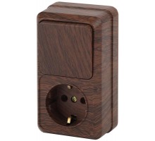 Блок розетка+выкл. ОП Quadro 2-705-10 верт. 10(16)А-250В IP20 венге Intro Б0036167