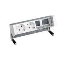 Блок розеточный настольный 2х2P+E 2 пустых мод. алюм. Simon 400 42402000-133