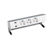 Блок розеточный настольный 3х2P+E 2хUSB зарядное уст. адаптер для 2хRJ45 моноблок алюм. Simon 400 42523020-133