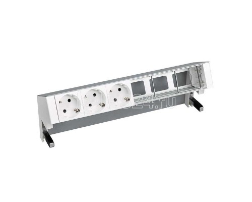 Блок розеточный настольный 3х2P+E 3 пустых мод. алюм. Simon 400 42603000-133