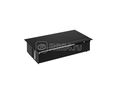 Блок розеточный врезной с крышкой и мет. вводом 3х2P+E 2хUSB зарядное уст. 2 пустых мод. черн. Simon 400 45623000-138