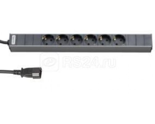 Блок розеток SHT19-6SH-2.5IEC горизонт. 6 розеток 10А IEC 320 C14 шнур 2.5м Hyperline 28055