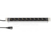 Блок розеток SHT19-9SH-2.5IEC горизонт. 9 розеток 10А шнур IEC 320 C14 2.5м Hyperline 29231