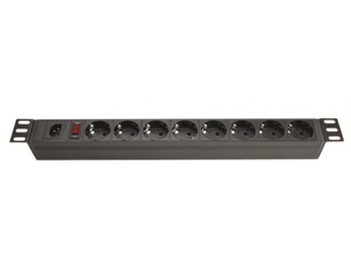 Блок розеток для 19дюймовых шкафов; 8 розеток Schuko; выключатель DKC R519SH8OPSHC14