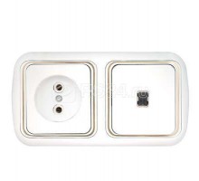 Блок СП (1-кл. выкл. с подсв.+ роз.без заземл.) бел. БЕЛТИЗ В-РЦ-591