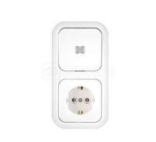 Блок СП (1-кл. выкл. с подсв.+ роз.с заземл.) бел. БЕЛТИЗ В-РЦ-673