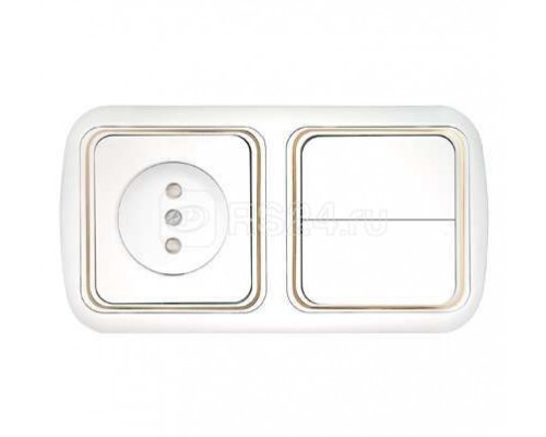 Блок СП (2-кл. выкл.+ роз.без заземл. шторки) бел. БЕЛТИЗ 2В-РЦ-549