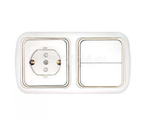 Блок СП (2-кл. выкл.+ роз.с заземл.) бел. БЕЛТИЗ 2В-РЦ-559