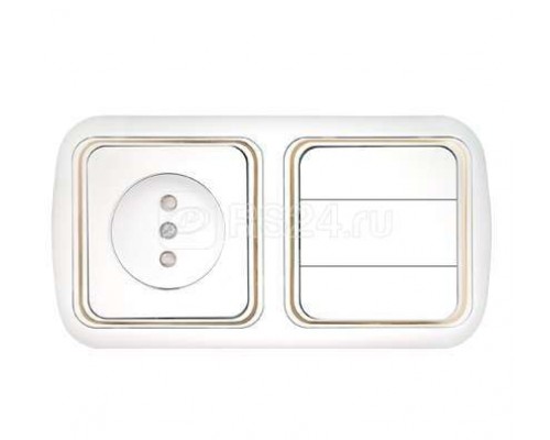 Блок СП (3-кл. выкл.+ роз.без заземл. шторки) бел. БЕЛТИЗ 3В-РЦ-551