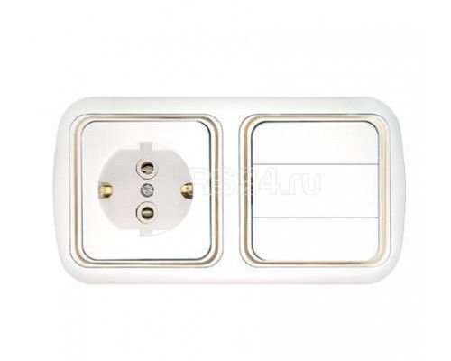 Блок СП (3-кл. выкл.+ роз.с заземл.) бел. БЕЛТИЗ 3В-РЦ-499