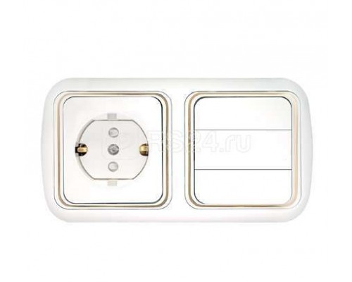 Блок СП (3-кл. выкл.+ роз.с заземл.) бел. БЕЛТИЗ 3В-РЦ-561